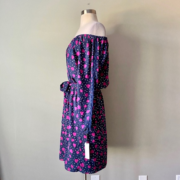 NWT Vicky Tiel Heart Polka Dot Off Shoulder Fit & Flare Dress Womens Size Small - Picture 6 of 8